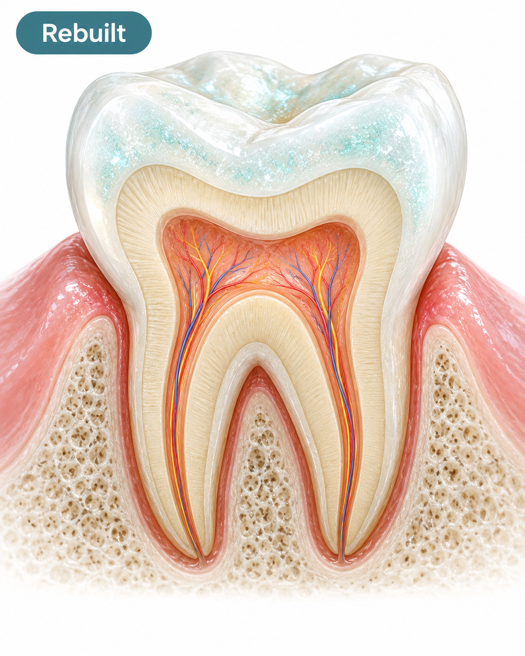 Illustration of a tooth with smooth, restored enamel